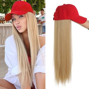 TEMU 모자 달린 26인치 가발, 긴 블론드 가발, 흰색 여성용 모자 가발, 합성 블론드 가발, 검은색 머리 가발, 여성용 합성 가발