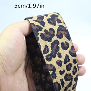 TEMU 2 야드 AIJJU 신축성 있는 허리밴드, 4CM/5CM 폭, 자연스러운 노란색 표범 무늬, DIY 바지, 신축성 있는 머리띠 및 공예용 원단