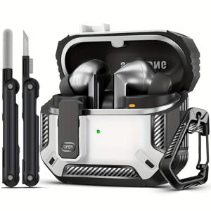 TEMU 갤럭시 버즈 3 케이스 및 버즈 3 프로용 카본 파이버 클리닝 키트 포함 전체 충격 방지 보호 커버|헤드폰