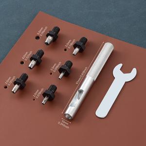 TEMU 8pcs 가죽 벨트 숄더 스트랩 두꺼운 가죽 구멍 펀치 도구 가죽 공예 스틸 8pcs 세트 (2mm-5mm 구멍 사이즈용 교체 가능한 펀치 헤드 포함)