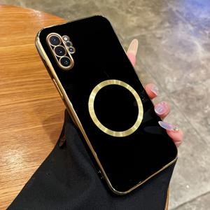 TEMU 갤럭시 노트 8/노트9/노트10/노트10+/노트10 라이트/노트 20/노트 20 울트라/SM-N950F/SM-N960F/SM-N970F/SM-N975F/SM-N770F/SM-N980F/SM-N985F용 고급 럭셔리 폰 케이스, 메탈 마그네틱 패치 장착, 마그네틱 패치 쉘