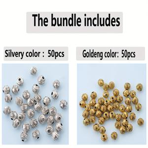 TEMU 100개/50개 6mm 대형 구멍 꽃무늬 스페이서 비즈 장식용 라운드 비즈 DIY 목걸이, 팔찌, 키체인 만들기, 공예 액세서리, 주얼리 제작용|피어싱