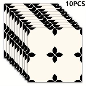 TEMU 10개 팩 레트로 스타일 블랙/레드 듀얼톤 셀프 접착 플라스틱 벽 스티커, 11.8