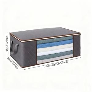 TEMU 3개 대형 접이식 수납백 (창문 & 지퍼 도어) - 내구성 강한 원단 정리함, 옷, 침구, 장난감 수납용 - 두꺼운 다용도 수납함, 손잡이 포함, 공간절약형 옷장, 기숙사, 방용 (그레이), 침대 밑 수납