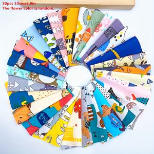 TEMU 30pcs 카툰 폴리에스터 직물 사각형, 3.94