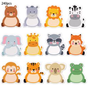 TEMU 240개 생동감 있는 만화 정글 동물 스티키 노트 - 사자, 호랑이, 원숭이, 코끼리 등 - 사무실, 학교, 생일 용품을 위한 슈퍼 스티키 종이 메모장, 생일 파티 선물 | 기발한 디자인 | 내구성 있는 종이 노트, 사파리 생일 장식