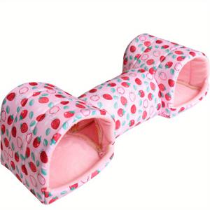 TEMU 사계절 사용에 이상적인 포근한 햄스터 쉼터 - 터널 빌라가 있는 폴리에스터 소형 애완 동물 둥지, 소형 기니피그, 슈가 글라이더 등에 적합