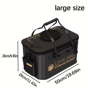 TEMU 낚시 장비 보관 가방 1개, 튼튼한 EVA 접이식 낚시 버킷 (야외 스포츠 및 캠핑용), 생선 보관 버킷, 휴대용 낚시 상자, 다기능 야생 낚시 용품, 생선 보호 버킷 및 상자|캠핑용품|폴딩박스