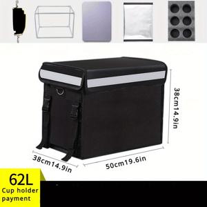 TEMU 62L 넉넉한 옥스포드 원단 배달 가방 (컵 홀더 및 지지대 포함), 상업용 음식 배달을 위해 설계된 보온 쿨러 백, 휴대용 트레이 및 파티션 포함