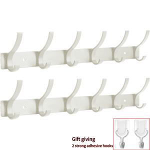 TEMU 문 뒤 옷걸이용 검정색 6구 후크 벽걸이 코트 랙 2개, 현관통로용 강력한 하중 지지 후크