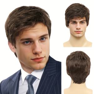 TEMU 합성 섬유 숏 가발, 패셔너블 남성용 가발, 캐주얼 비즈니스 스타일, 숏 헤어 가발, 인기 헤드웨어 가발, 데일리 모임에 적합, 친구와 친척을 위한 선물, 해피 할로윈
