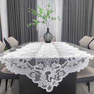 TEMU 화이트 레이스 테이블보, 북유럽 테이블 러너, 홈 파티용, 피아노 커버, 거실, 침실, 주방, 수납장, 냉장고 장식, 부활절, 크리스마스, 추수감사절