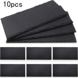 TEMU Dofiki 검정 슬레이트 식판 10개입 9.9 X 4.72인치 (약 25 X 12cm), 칠판 스타일, 고급 접시, 케이터링 서빙 트레이, 치즈 스시 접시, 스테이크 식판, 일본 요리 접시