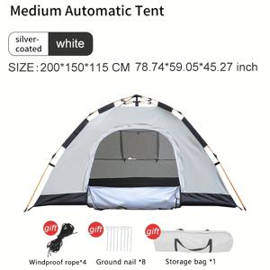 TEMU 2인용 휴대용 캠핑 텐트, 문 1개 및 창문 1개 포함 - 자동 설치, 하이킹 및 야외 여행을 위한 사계절 경량 디자인 (화이트) | 간편 접근 텐트, 캠핑 액세서리