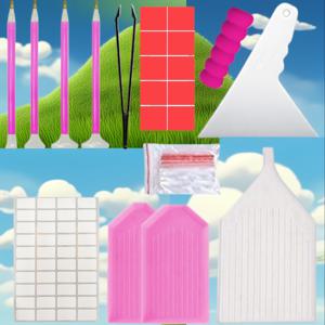 TEMU 54개 핑크 페인팅 도구 액세서리 패키지, 점 드릴 펜, 점 드릴 트레이, 펜 케이스, 집게 및 교정기 포함. 열렬한 팬과 수공예를 위한 필수품, 비즈 보관함, 비즈 제작