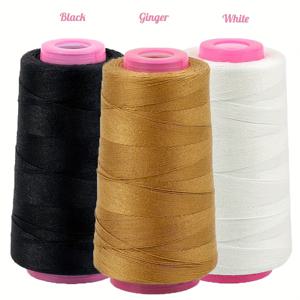 TEMU 튼튼한 20S/3 재봉실 3개 세트, 갈색, 2400미터 길이, 100% 폴리에스터 재질, 청바지에 적합. 이 청바지 실은 재봉틀에 적합하며, 강력하고 두꺼운 접착 콘 스풀로 디자인되어 데님, 신발, 가방에 완벽하게 적합합니다.