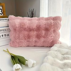TEMU 1개 부드럽고 고급스러운 버블 인조 토끼 직사각형 베개커버, 침실 및 게스트룸 침구 장식용, 휴일 선물 (베개 코어 미포함)