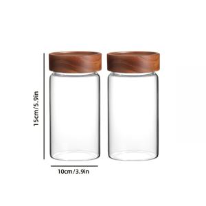 TEMU 2개입 캔디 커피 빈 밀폐 보로실리케이트 내열 투명 유리 둥근 입구 뚜껑 멀티팩 티 & 건과일용 저장 용기