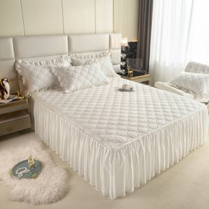 TEMU 베개 커버 제외한 퀼팅 침대 스커트, 사계절용, 세탁기 사용 가능, 가정 및 호텔용으로 적합, 미끄럼 방지, 매트리스 커버 대체품, 라이트 럭셔리 및 스타일|매트리스커버