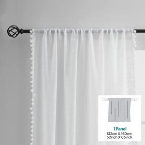 TEMU 1패널 크로스 패턴 화이트 비즈 쉬어 커튼, 모던 솔리드 컬러 세미 로드 포켓 창문 커튼 - 거실, 침실, 서재, 발코니, 식당 파티션 장식용