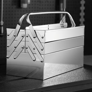 TEMU 휴대용 캔틸리버 도구 상자 - 내구성 400 시리즈 스테인레스 스틸, 홈 및 자동차 수리용 접이식 금속 도구 상자, 야외 활동에 이상적, 자동차 수리 필수품 | 소형 디자인 | 스테인레스 스틸 구조, 도구 보관 정리기, 도구 상자