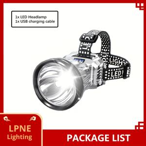 TEMU 1개 맥로코스모스 휴대용 LED 헤드램프, 배터리 디스플레이 표시가 있는 USB 충전식 강력한 헤드라이트, 낚시, 하이킹, 유지보수, 야간 비상 조명용 조절 가능한 헤드마운트 토치, ABS 소재, 18650 리튬 배터리, 36V 안전 전압, 충전식 헤드램프