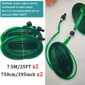 TEMU 2pcs 2025 업그레이드 플랫 스프링클러 호스 - 연결 가능 - 효율적인 정원 관개에 안전한 PVC, 커넥터, 잔디, 꽃-bed, 채소 및 나무, 잔디 스프링클러에 이상적
