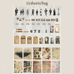 TEMU 55매/봉지 재료 팩, 빈티지 핸드메이드 시리즈, 빈티지 저널 하드 카드 재료 팩, 스크랩북킹 용품, 장식용 노트북, 사진 액자, 휴대폰 케이스, 물병, 쓰레기 잡지, 필통, DIY 스티커