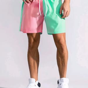 TEMU 남성용 여름 반바지: 패셔너블 멀티컬러 패치워크 비치 팬츠, 가벼운 나일론 드로스트링 삼분의 팬츠, 스포츠, 캐주얼 웨어, 아침 러닝용