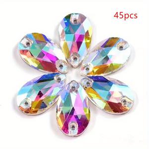 TEMU 45개 0.39X0.70인치 컬러풀한 눈물 모양 아크릴 플랫 숄더 스트랩, 2개의 구멍으로 세탁, DIY 웨딩 드레스, 의류, 신발, 보석 만들기 및 액세서리에 적합합니다.