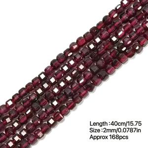 TEMU 168개 2mm 고품질 가넷 비즈, 부드러운 다면체 큐브 모양, AA 등급 천연석, 주얼리 제작, 팔찌, 귀걸이 및 선물 제작에 적합