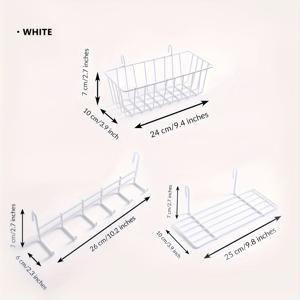 TEMU 벽걸이 바구니 3개 세트 & 후크 랙 & 벽 그리드 액세서리, 와이어 벽 그리드 패널용 걸이 선반, 방 수납을 위한 그리드 벽 바구니 & 행거, 사진 전시용