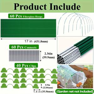 TEMU 정원 후프, 스테인리스 스틸 유리 섬유 지지 후프 프레임 (네트 온실 키트용), 식물 그늘막, 식물 배수 커버. 녹 방지 유리 섬유 온실 프레임 (고정된 침대 배수 커버용), 정원 후프 하우스 원예 용품