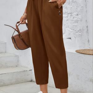 TEMU 유럽 및 미국 스타일 여성용 캐주얼 7부 바지