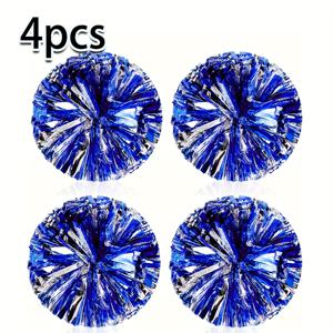 TEMU 4/12개, 파란색과 은색의 치어리딩 폼 폼, 스쿼드 치어 댄스 프롭, 공연용 핸드헬드 꽃, 고반사 색인 폴리머 클레이, 크리스마스 축제, 스포츠 이벤트