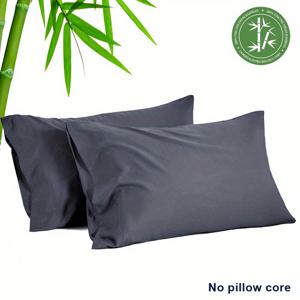 TEMU 2개입 사계절 편안한 대나무 베개 커버, 30% 대나무 섬유 + 70% 극세사 소재, 통기성 좋고 편안함, 사계절 베개 커버, 부드럽고 시원한 더블 팩 대나무 섬유 베개 커버