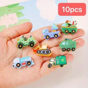 TEMU 10개 세트 창의적인 혼합 자동차 테마 페인팅 레진 장식품, 주얼리 제작, 휴대폰 케이스, 헤어 클립, 클로그 장식 및 기타 공예 장식에 적합