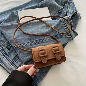 TEMU 여성용 컴팩트 미니 크로스백 - 여권, 신분증, 휴대폰 수납 가능, 소형 일상 숄더백, 캐주얼 가방, 오일 탄 엣지, 스타일리시 (풀사이즈 핸드백 아님)