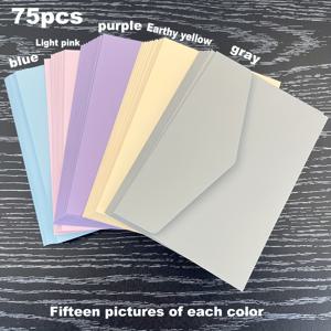 TEMU 75개 대용량 컬러 자동밀봉 봉투 세트 - 광택지로 제작된 결혼식 초대장, 생일, 출생 공지, 학교, 사무실, 가정 정리용 자동밀봉 플랩 봉투 - 인사말 카드 및 메모용 대용량 팩