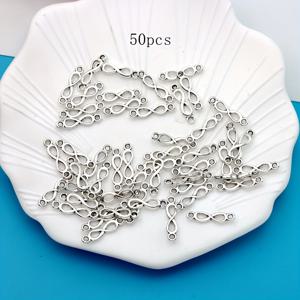TEMU 50개 소규모 비즈니스 용품 아연 합금 도금 앤티크 실버 인피니티 커넥터 펜던트 DIY 주얼리 만들기용 팔찌/귀걸이 매력 - 목걸이, 귀걸이, 체인 및 가방 장식에 이상적인 DIY 주얼리 액세서리용 인피니티 펜던트