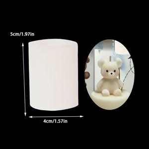 TEMU 미니 플러시 베어 실리콘 몰드 - 3D 귀여운 곰 캔들 만들기 DIY 키트, 창의적인 뜨개질 곰 & 석고 왁스 공예 몰드