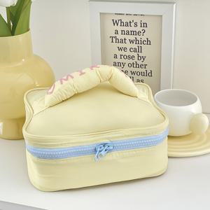 TEMU 대용량 코인 파우치, 자수 마카롱 화장품 파우치, 인스타일 귀여운 핸드헬드 메이크업 파우치 여성용, 한국식 신상 여성용 휴대용 제품 보관 파우치, 다기능 대용량 정리함