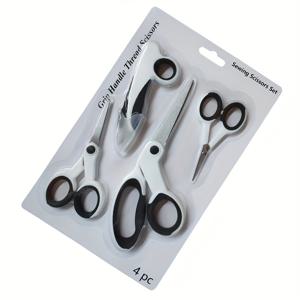 TEMU 재봉 가위 4종 세트 - 완벽한 재봉 동반자: 날카롭고 내구성 있는 컴포트 그립 핸들, 8.2인치 패브릭 가위, 5.3인치 디테일 가위, 4.1인치 자수용 가위, 4.9인치 실깎이 포함