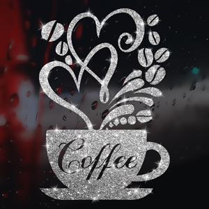 TEMU 카페, 레스토랑, 거실 및 차 공간 장식용 하트 모양 커피컵 타일 벽 스티커와 반짝이는 사랑 패턴 - 노트북 미러 스티커