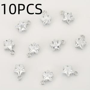 TEMU 10개, 유럽&미국 스타일 - 인레이 구리 소재 - 우아한 작은 별 모양 매력적인 DIY 장식품, 목걸이·귀걸이·체인·팔찌용