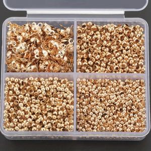 TEMU 400개/박스 수제 액세서리 키트 (버클 & 포지셔닝 비드 투피스 세트 포함), 2mm, 2.5mm, 3mm 포지셔닝 비드 및 버클, 루즈 비드, 스페이서 비드, 크림프 비드, 더블 버클, 엔드 클랩스, 멜론 시드 버클 포함