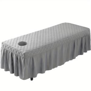 TEMU 얼굴 구멍이 있는 부드러운 패딩 마사지 테이블 커버 & 미끄럼 방지 베이스 - 스파 침대 시트와 스커트, 전문 살롱 및 가정용, 대부분의 마사지 테이블과 호환 가능