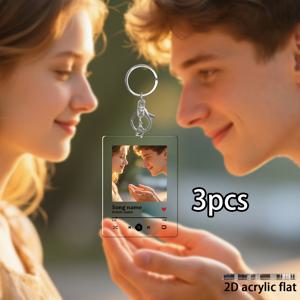 TEMU 1개 또는 3개 맞춤 사진 음악 테마 키체인, 기념 컬렉션에 완벽합니다. 당신의 좋아하는 노래 제목과 이미지로 맞춤 제작할 수 있으며 졸업식, 결혼식과 같은 특별한 날에 가족과 친구를 위한 훌륭한 선물이 됩니다.