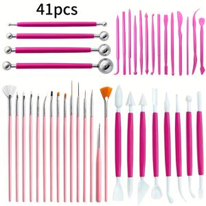 TEMU 41피스 비전기 도예 및 조각 도구 세트 - 플라스틱 클레이 조각칼, 페인트 브러쉬, 클레이 모델링 도구, 크리스마스 피규어 및 공예용 페인트 스틱