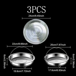 TEMU 3pcs 스테인레스 스틸 스팀 트레이 - 쌀 요리기, 끓는 물, 스팀 반죽, 만두, 아침 식사용으로 완벽 - 건강한 요리, 아침 식사 필수품에 이상적 - 현대적인 주방 용품 | 내구성 있는 조리기구|밥솥